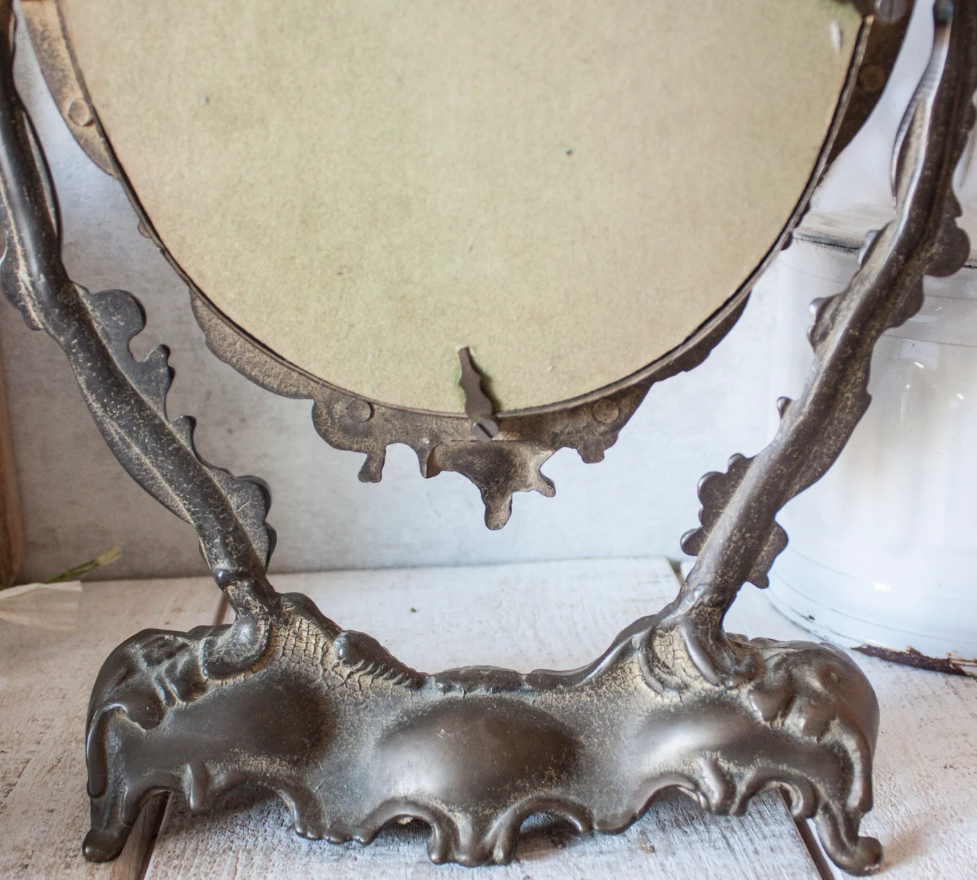 Antique Brass Oval Mirror – Victorian Style Ornate Wall Decor