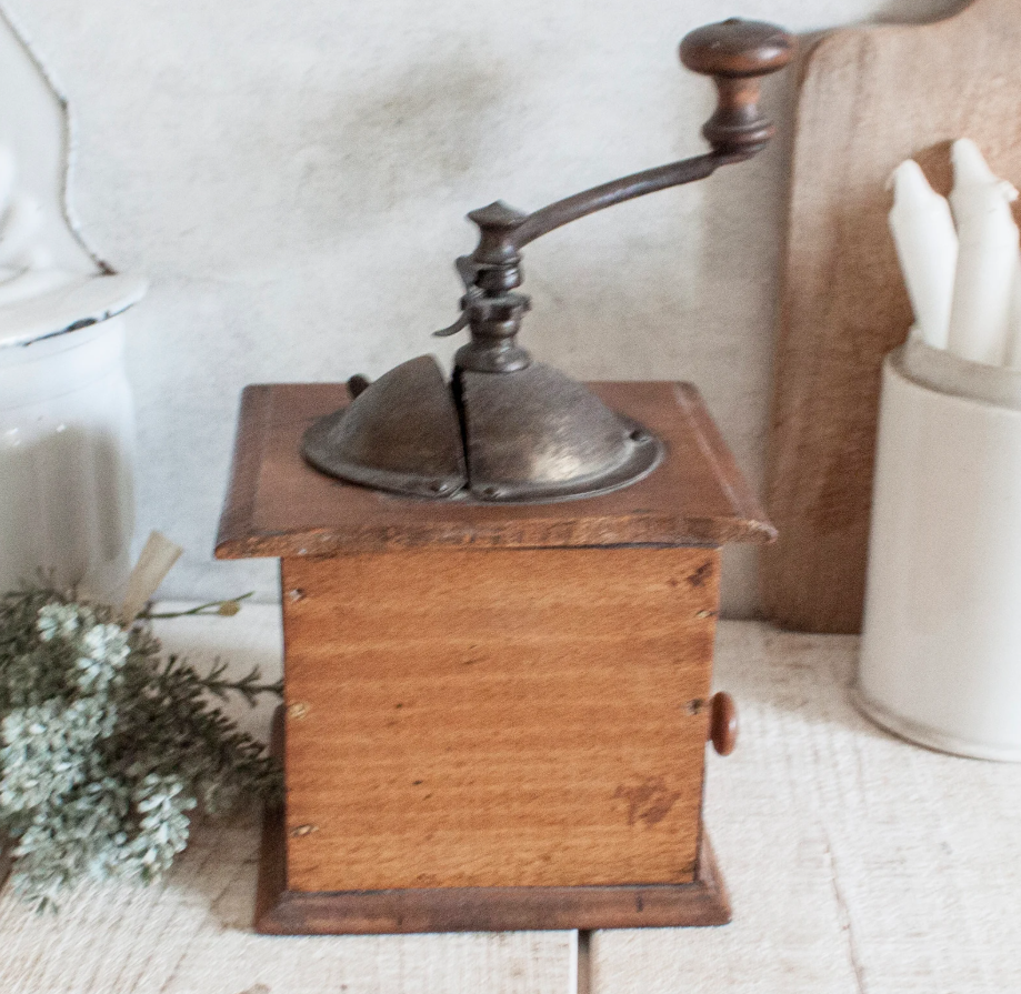 Antique 1930s French PEUGEOT Coffee Grinder – Wood & Metal Vintage Mill