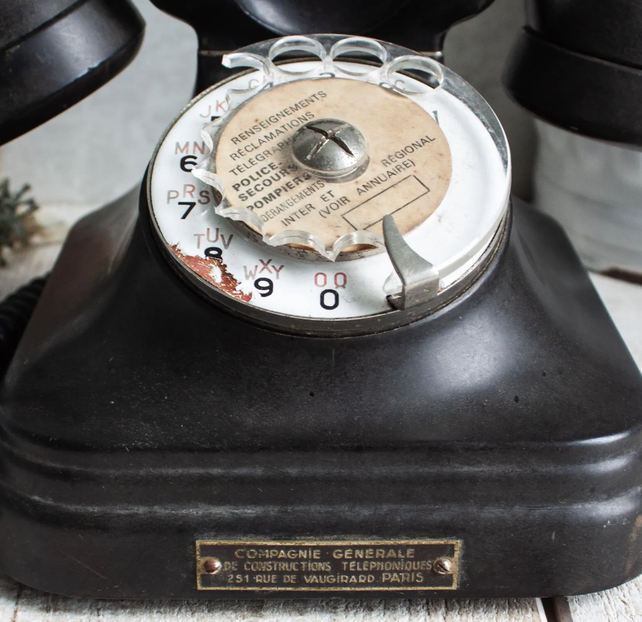 Antique French Black Bakelite Desk Telephone – Vintage Rotary Phone