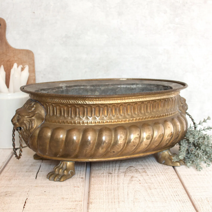 1800s Large Antique French Yellow Copper Planter – Napoléon I Era