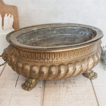 1800s Large Antique French Yellow Copper Planter – Napoléon I Era